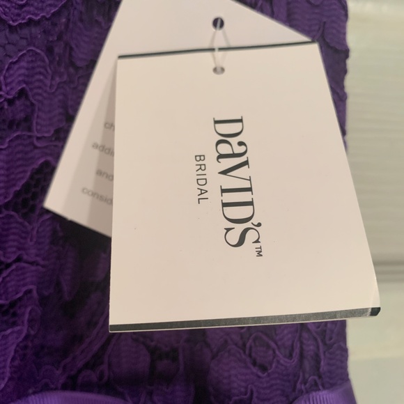 David's Bridal Purple Long Dress One-Shoulder Style #F17063 - . NWT - Size 6 - Picture 6 of 17